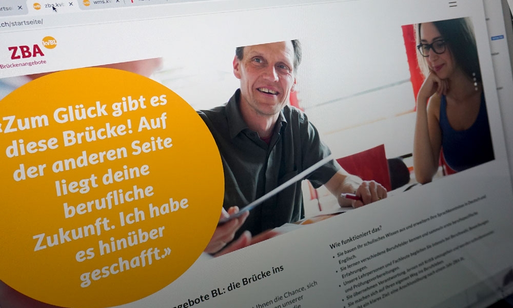 Startseite der Website des ZBA BL